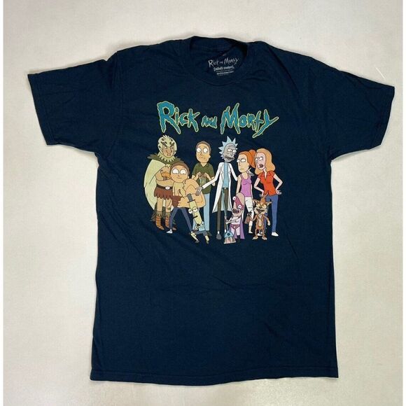 Rick and Morty Graphic T-shirt Men Medium Blue Short Sleeve - Picture 1 of 5